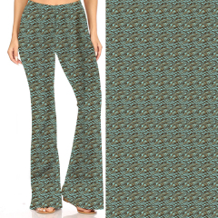 Green stripe-flares pants