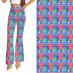 CLours printing-flares pants