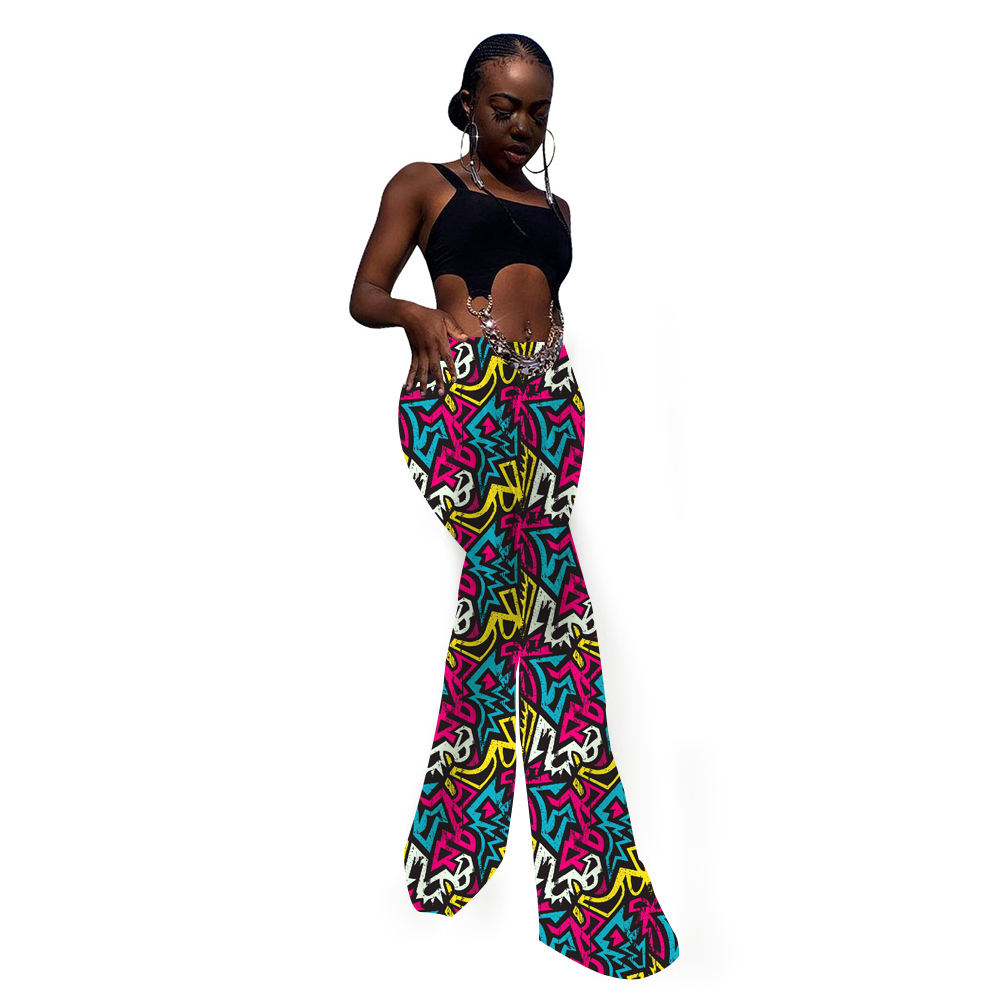 color printing-flares pants
