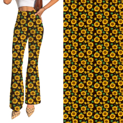 Yellow sunflower printing-flares pants