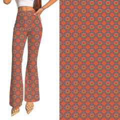 Orange-printing-flares pants