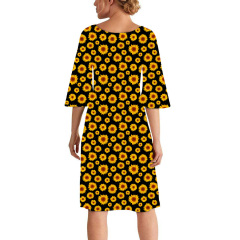 Black orange sunflower Curie dress