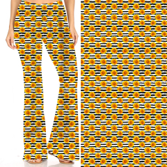Stripe sunflower print-flares pants