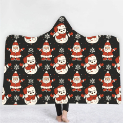 Santa and snowman print Hoodie Blanket