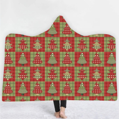 Colorful plaid Christmas tree print Hoodie Blanket