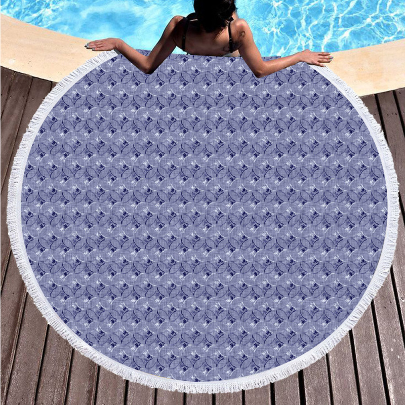 Blue circle printing round towel进入翻译页面