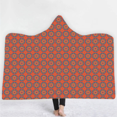 Orange floral print Hoodie Blanket