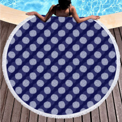 Blue circle print round towel