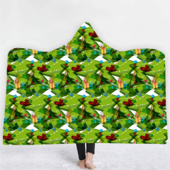 Green Christmas gift print Hoodie Blanket
