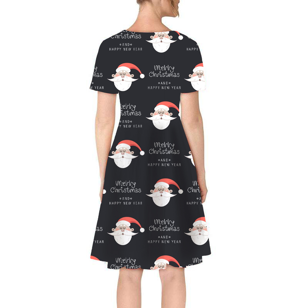 Santa Claus on a black background printed T-shirt dress Santa Claus on a black background printed T-shirt dress