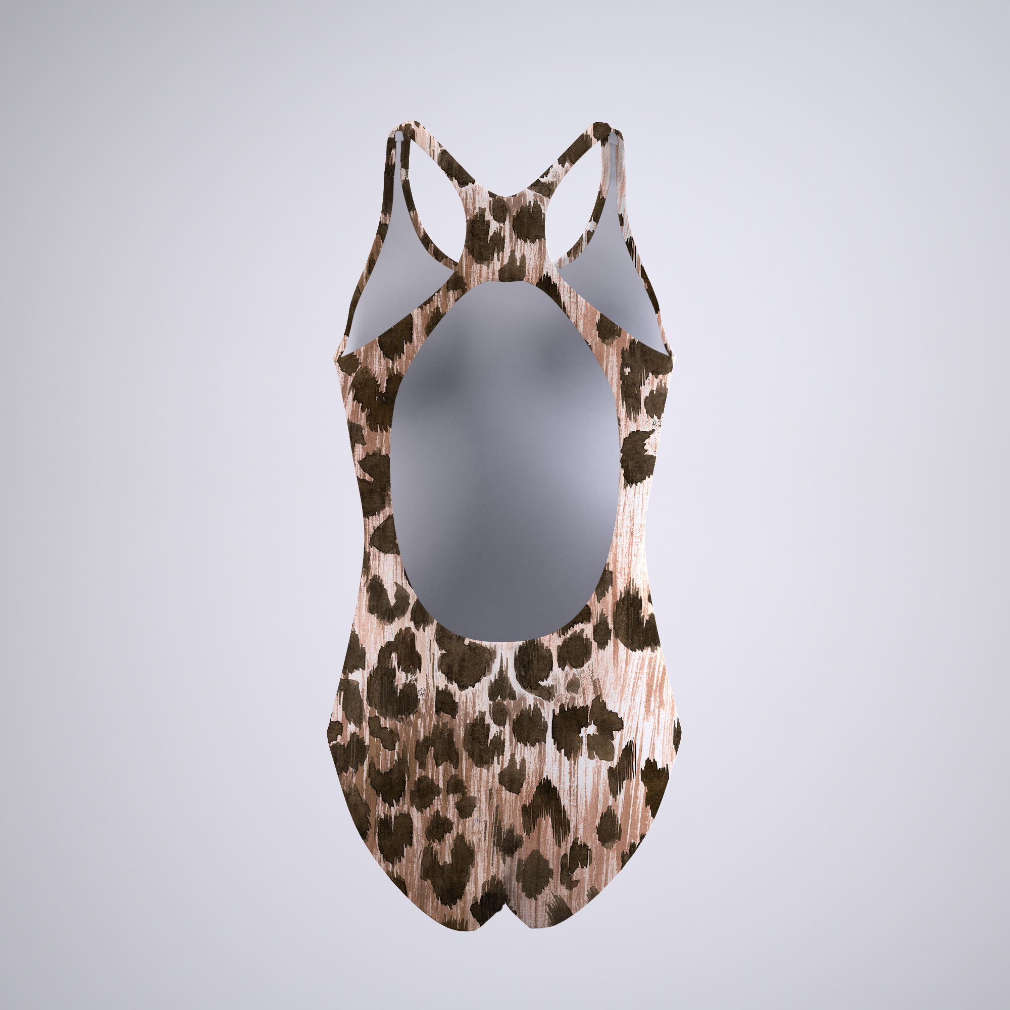 White Background Leopard Design Backless Swimwear
