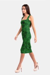 Green clover print package hip dress