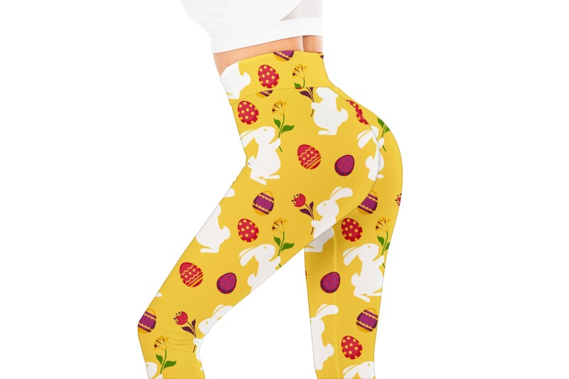 Rabbit egg flower yellow high waist leggings