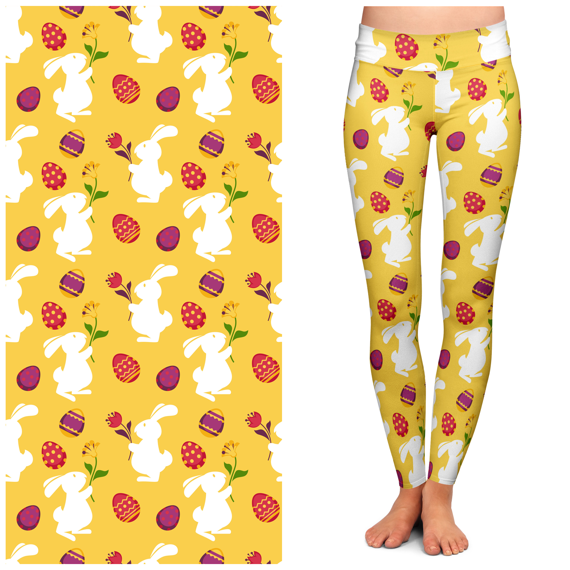 Rabbit egg flower yellow high waist leggings