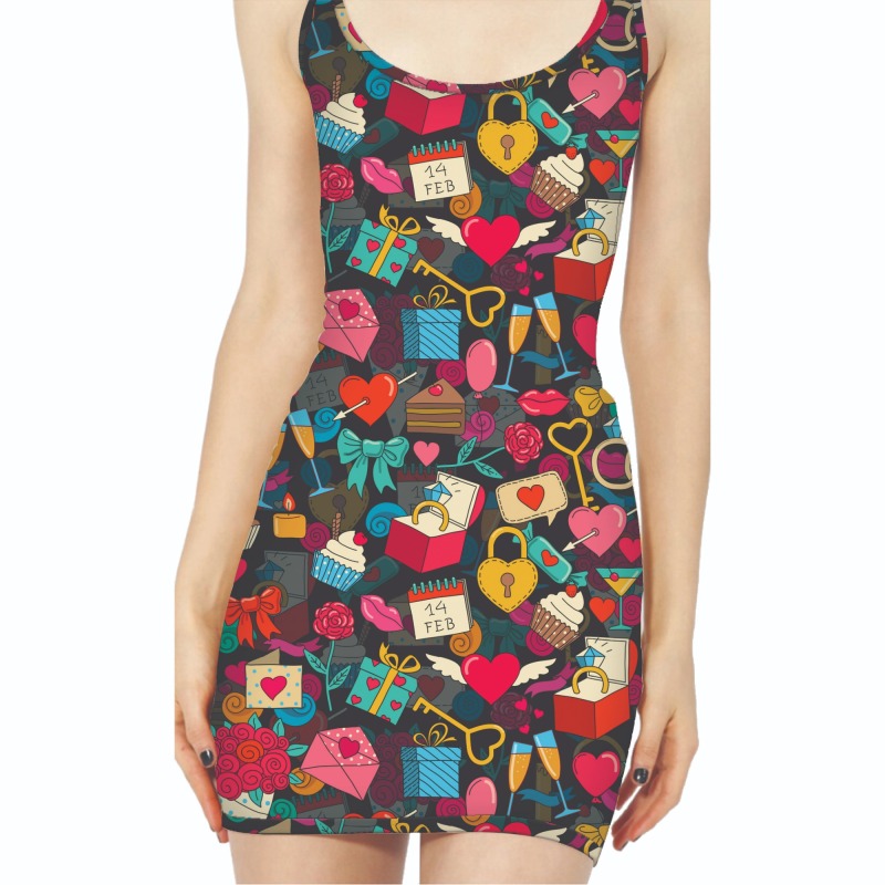 Color gift print vest dress