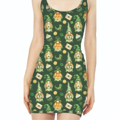 Green gnome printed vest dress