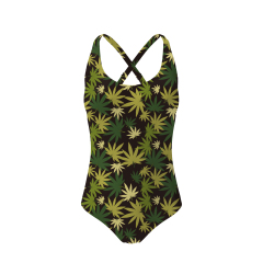 White Background Green Leaves Criss Cross Bodysuits