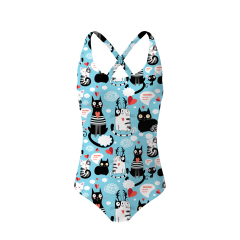 White Background Blue Cats Criss Cross Bodysuits