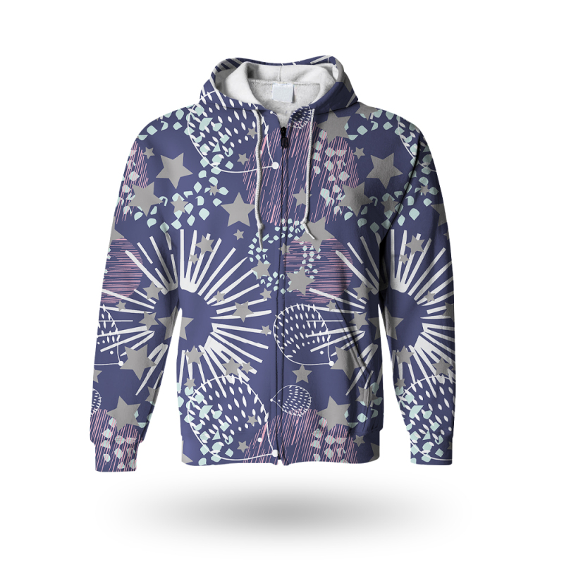 wholesale printed zipper up sweatshirt
