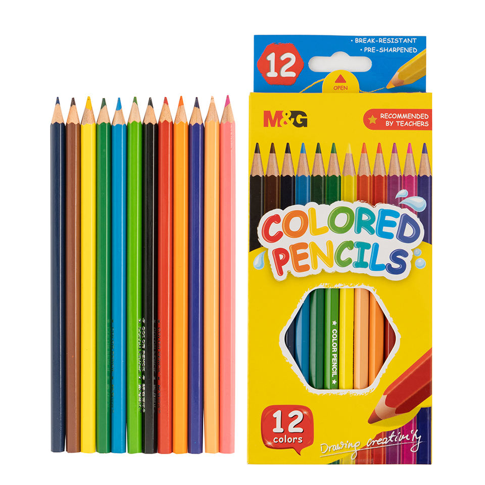 SingMartstationery， Flat Box Package Hexagon Color Pencils Set Stationery