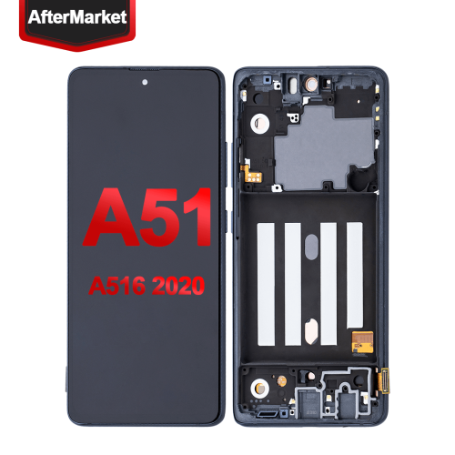 OLED Assembly With Frame For Samsung Galaxy A51 5G (A516 / 2020) (Aftermarket (Prism Cube Black)