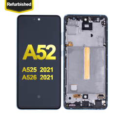 OLED Assembly With Frame Compatible For Samsung A52 4G (A525 / 2021) 5G (A526 / 2021) (Premium Quality) (Awesome Blue)
