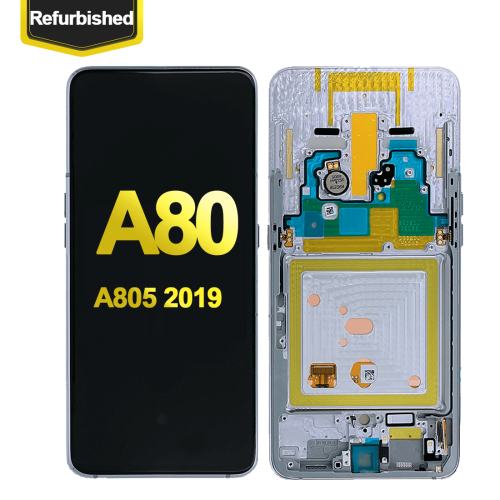 OLED Assembly With Frame For Samsung Galaxy A80 (A805 / 2019) (Ghost White) (Premium Quality)