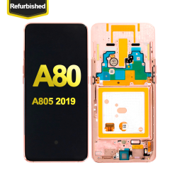 OLED Assembly With Frame For Samsung Galaxy A80 (A805 / 2019) (Angel Gold) (Premium Quality)