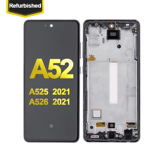 OLED Assembly With Frame Compatible For Samsung A52 4G (A525 / 2021) 5G (A526 / 2021) (Premium Quality) (Awesome Black)