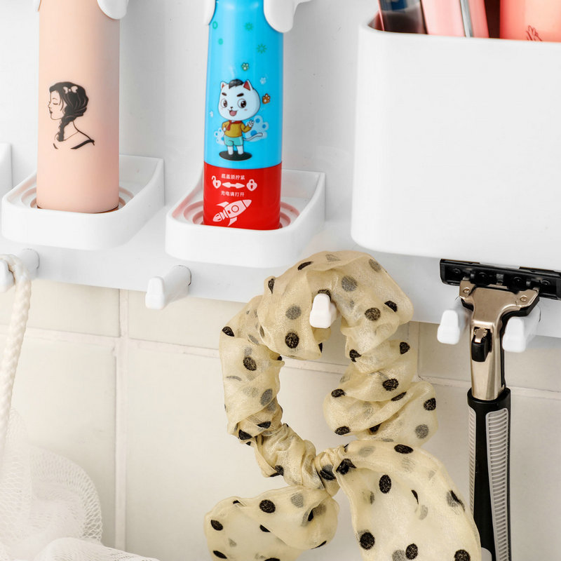 Adhesive Electric Toothbrush Holder Wall Mounted Razor Toothpaste Storage Rack - Senior Grey