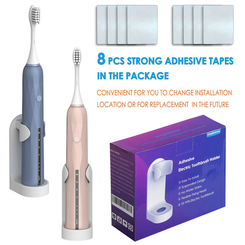Adhesive Electric Toothbrush Holder Wall Mounted Tooth Brush Organizer 4 Pack