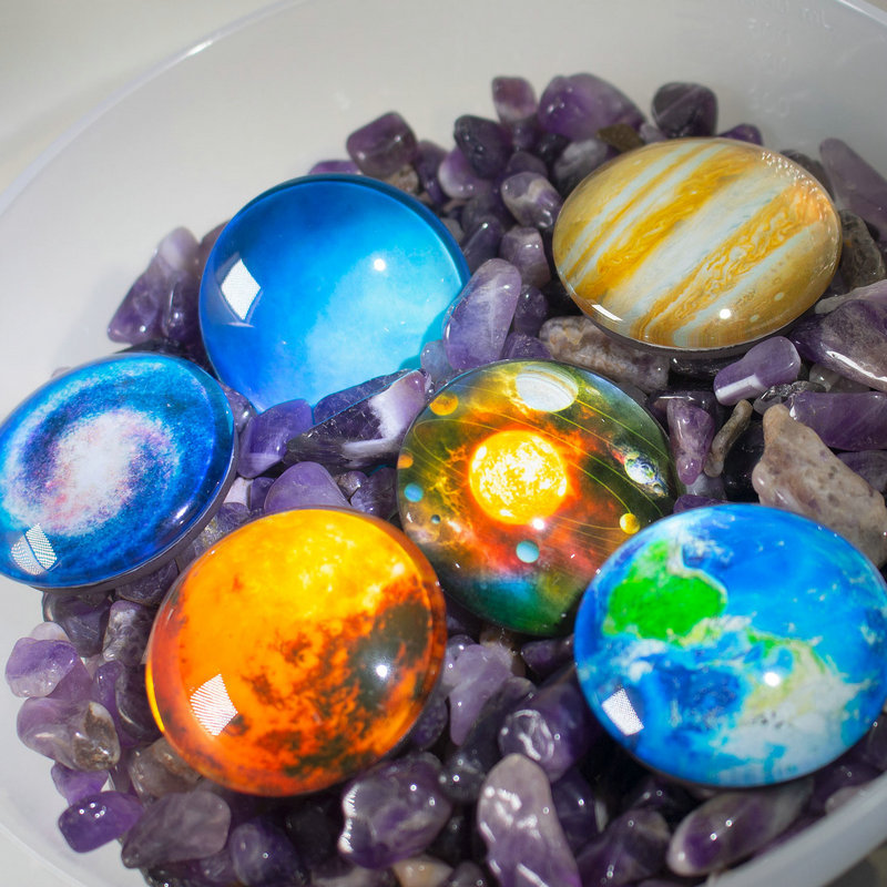 3D Glass Vivid HD Fridge Magnets Solar System Planets Series 12 Pack
