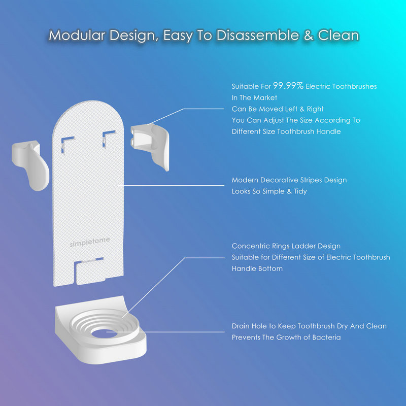 Upgraded Adjustable Wall Mounted Electric Toothbrush Holder Adjustable 4 Pack