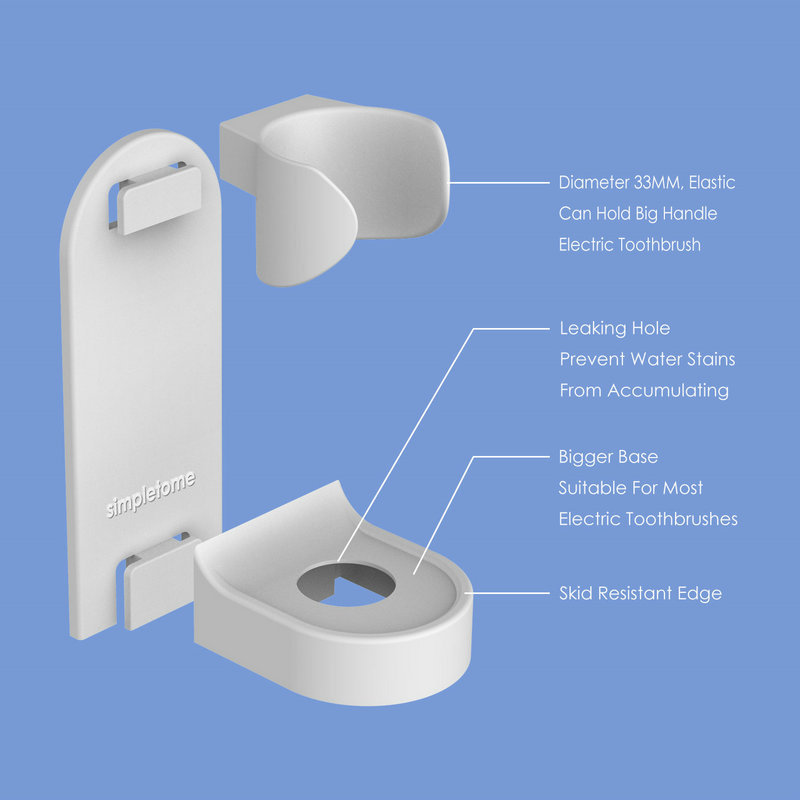 Adhesive Electric Toothbrush Holder Wall Mounted Tooth Brush Organizer 4 Pack