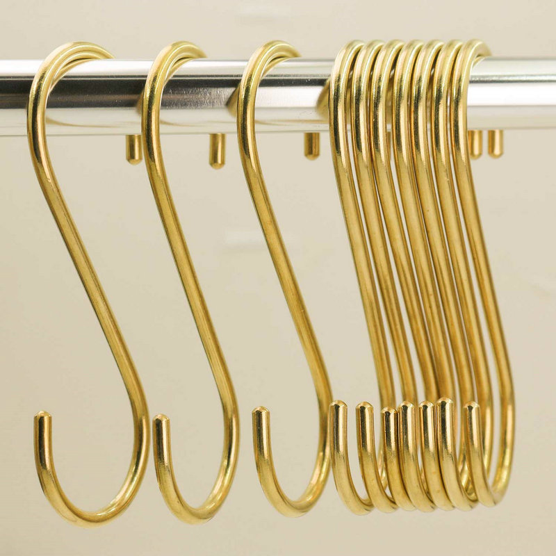 H-65 Copper S Hooks Hangers for Kitchen 10 Pack