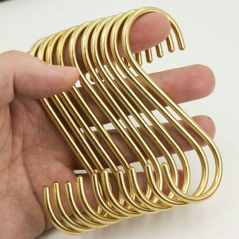 H-65 Copper S Hooks Hangers for Kitchen 10 Pack