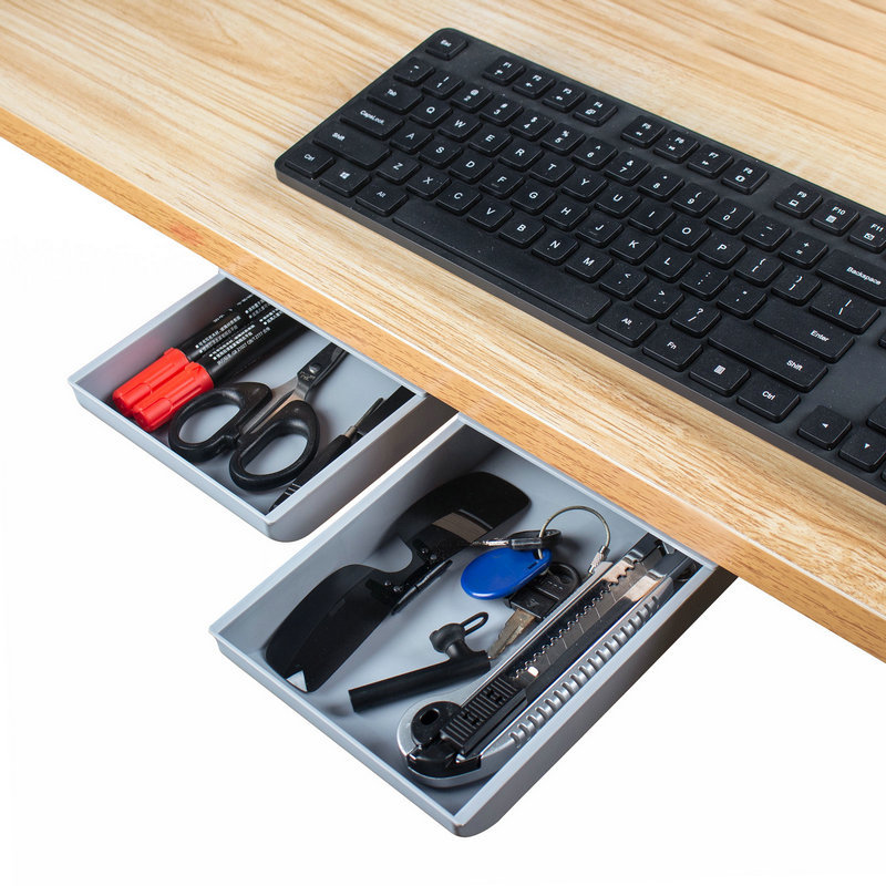 Adheisve Under Table Drawer Desk Organizer Box 2PACK