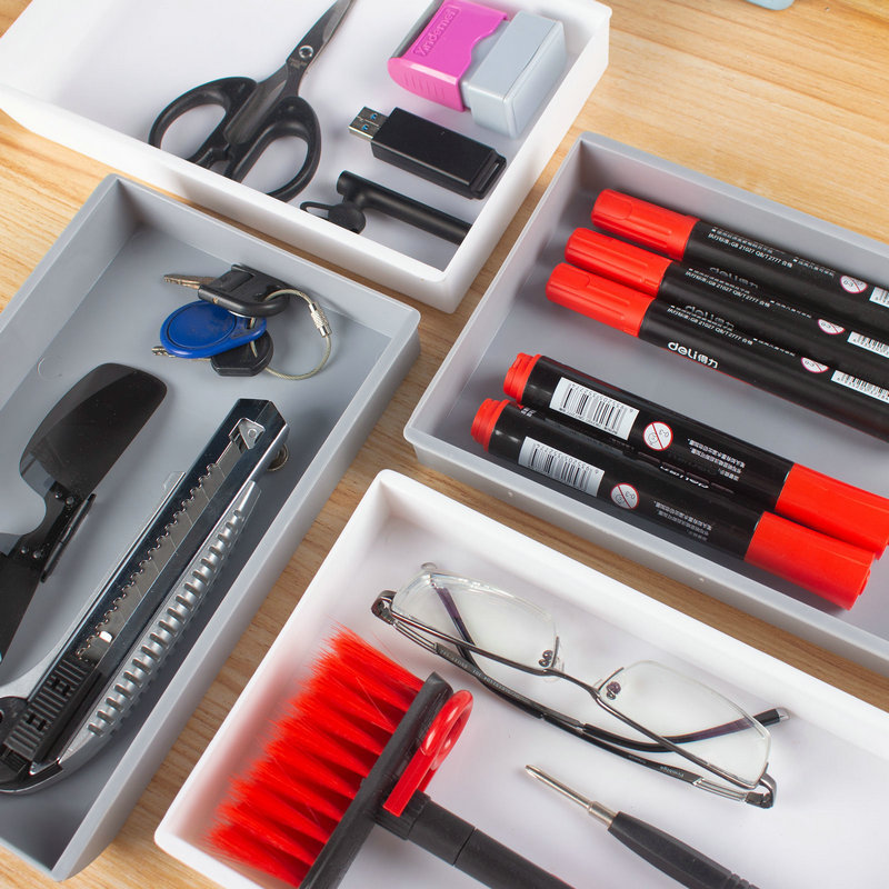 Adheisve Under Table Drawer Desk Organizer Box 2PACK - White