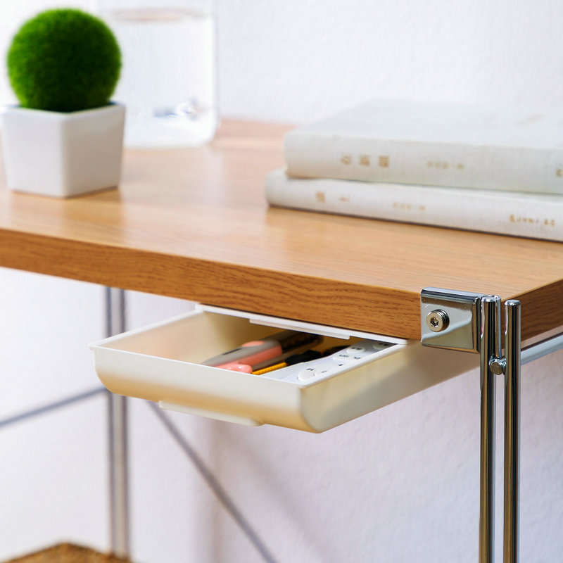 Adheisve Under Table Drawer Desk Organizer Box 2PACK - White