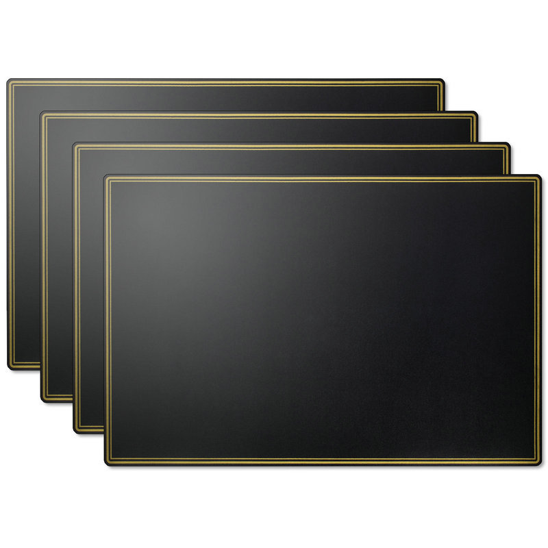 Double-Gilded Border PU Leather Placemats Wiping Cleaning Set of 4