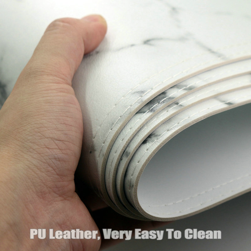 Leather Placemats Marble Pattern Wiping Cleaning Set of 4 - White