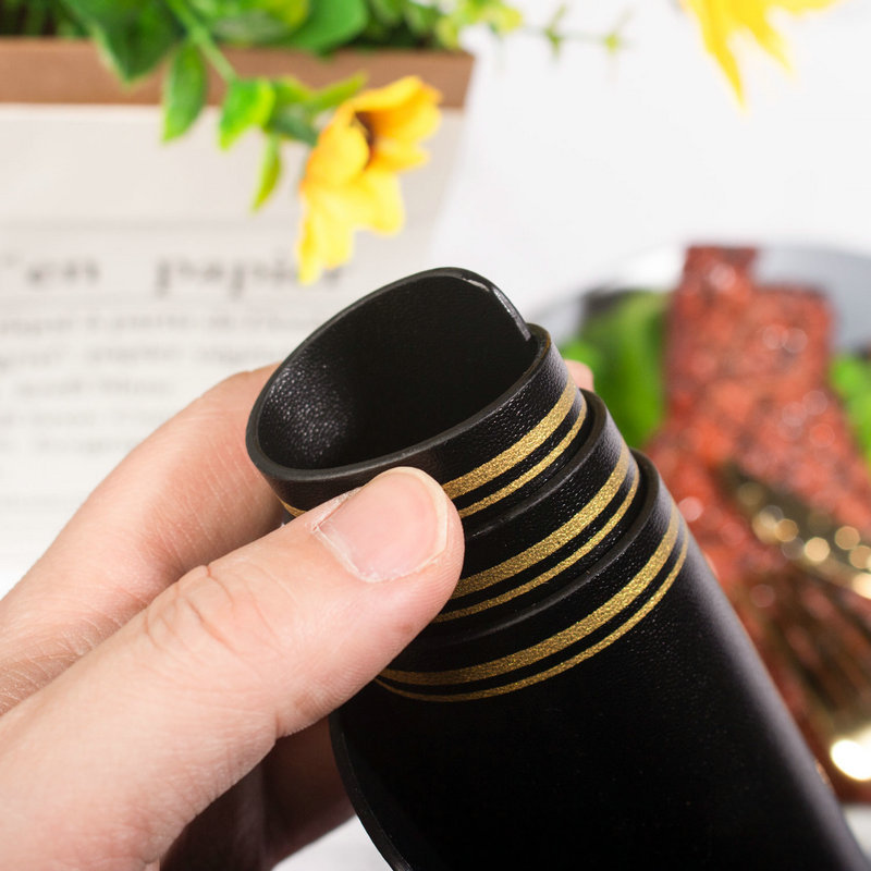 Double-Gilded Border Leather Placemats Wiping Cleaning Set of 4 - Grey