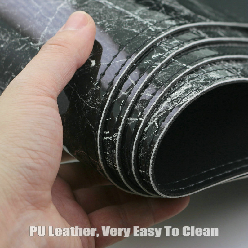 Leather Placemats Marble Pattern Wiping Cleaning Set of 4 - Black