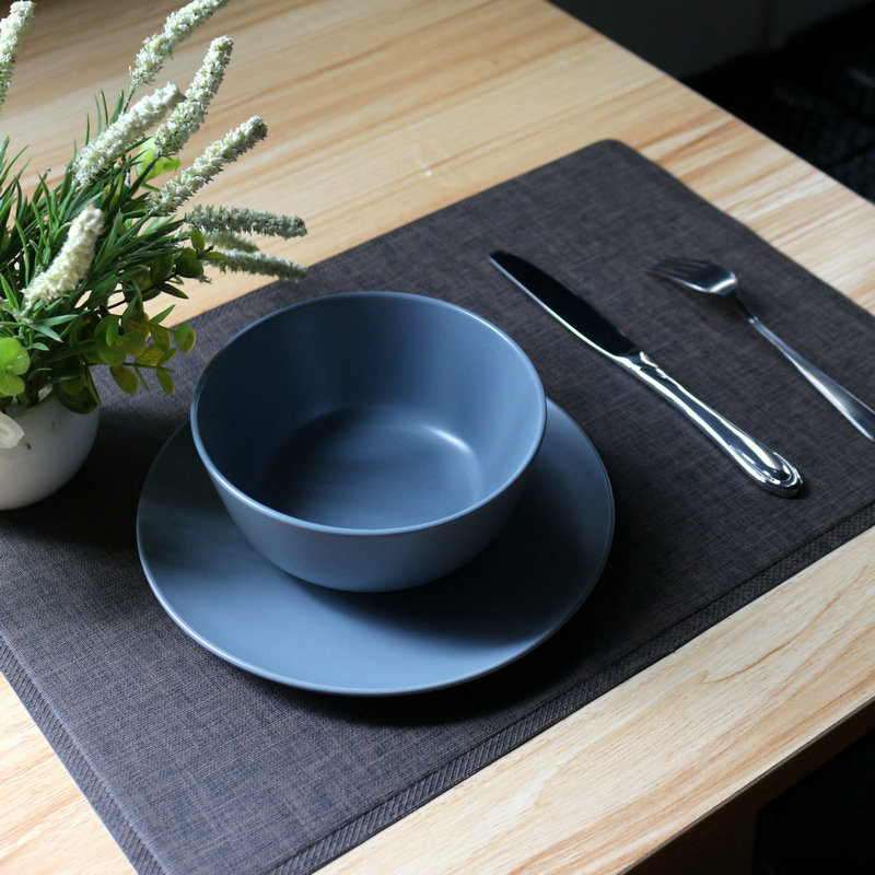 Anti-Slip Placemats Imitation Linen Leather Easy Wiping Cleaning Set of 4