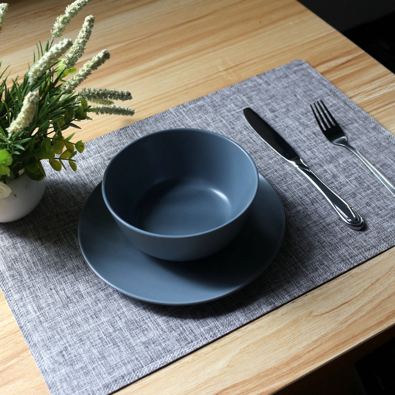 Anti-Slip Placemats Imitation Linen Leather Easy Wiping Cleaning Set of 4