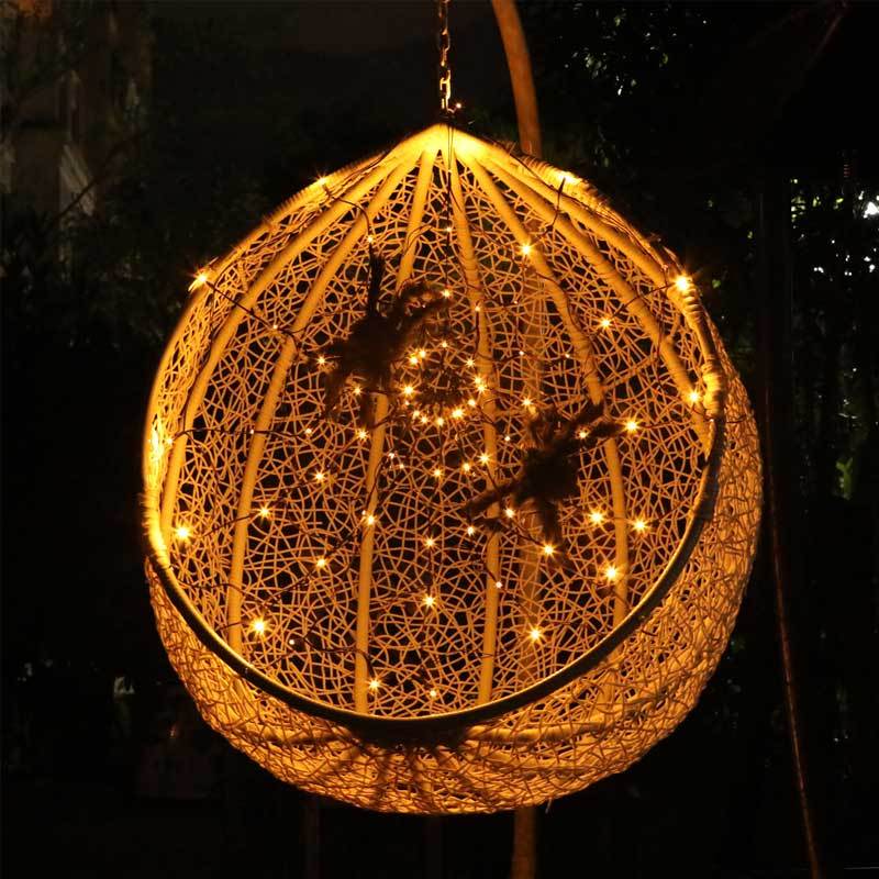 8 Twinkle Modes LED Spider Web Lights Decoration for Halloween Home Decor Diameter 40INCH