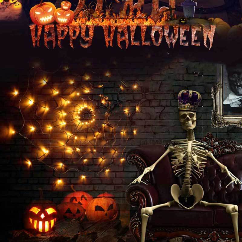 8 Twinkle Modes LED Spider Web Lights Decoration for Halloween Home Decor Diameter 40INCH