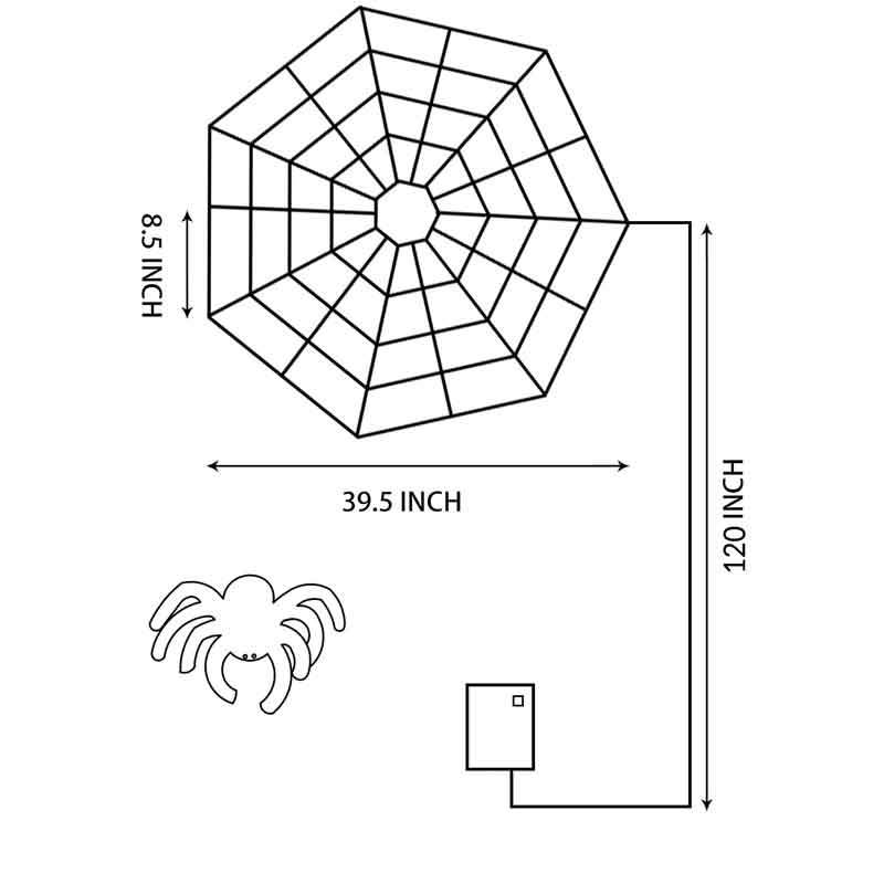 8 Twinkle Modes LED Spider Web Lights Decoration for Halloween Home Decor Diameter 40INCH