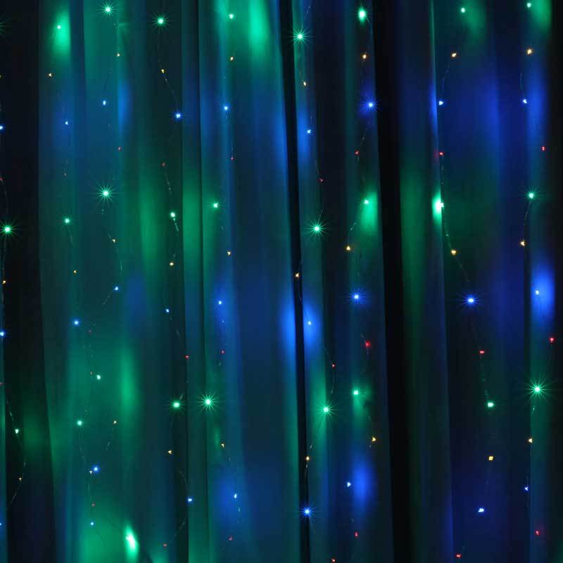 8 Lighting Modes LED Curtain Lights Indoor USB Powered Xmas String Light Remote Control