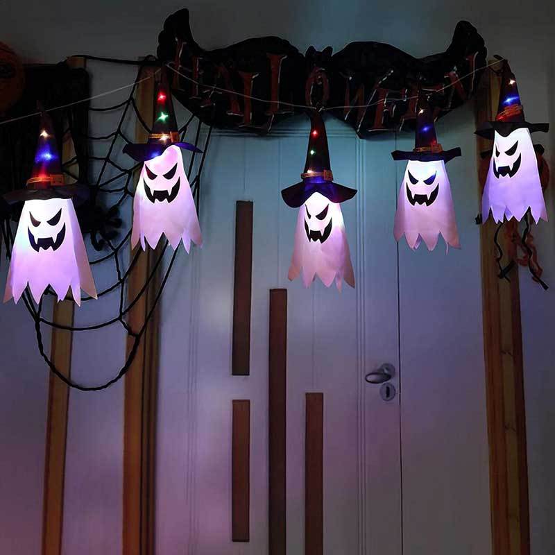 Halloween Wizard Hat Hanging Lamp Ghost String Lights 120 INCH
